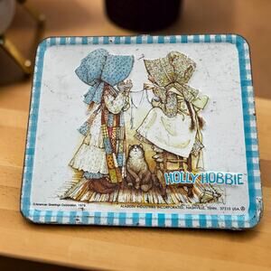 Vintage 1979 Holly Hobbie Metal Lunch Box with Aladdin Thermos Blue Gingham